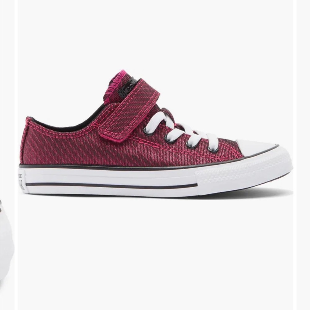 Pink pattern Low-Top kids converse Sneakers with Velcro Strap